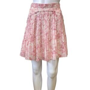 Reiss Orielle Ikat Mini Pleated Skirt In Pink Print Size 6